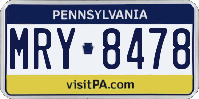 PA license plate MRY8478