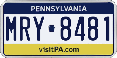 PA license plate MRY8481