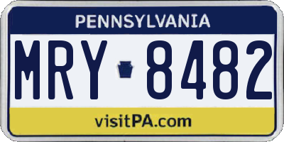 PA license plate MRY8482