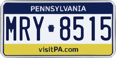 PA license plate MRY8515