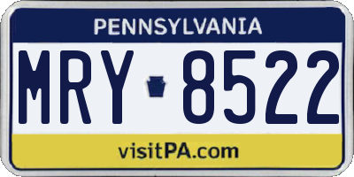 PA license plate MRY8522