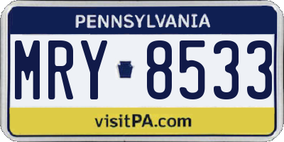 PA license plate MRY8533