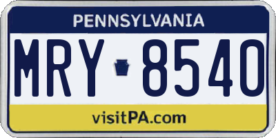PA license plate MRY8540