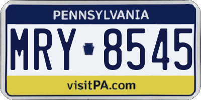 PA license plate MRY8545