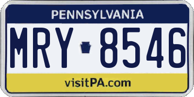 PA license plate MRY8546