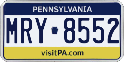 PA license plate MRY8552