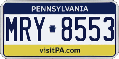 PA license plate MRY8553