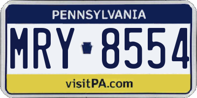PA license plate MRY8554