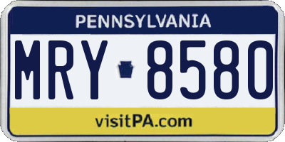 PA license plate MRY8580
