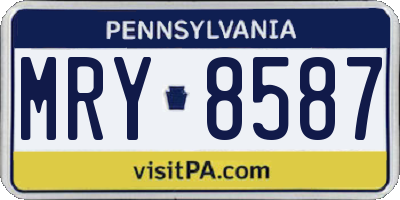 PA license plate MRY8587