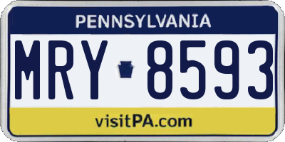 PA license plate MRY8593