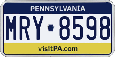 PA license plate MRY8598