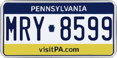 PA license plate MRY8599