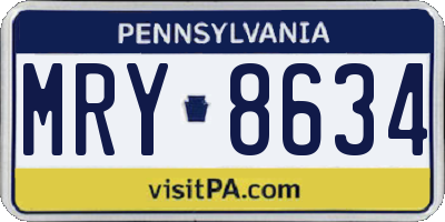 PA license plate MRY8634