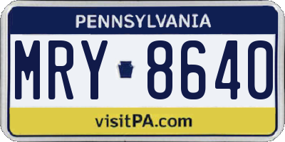PA license plate MRY8640
