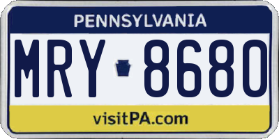 PA license plate MRY8680