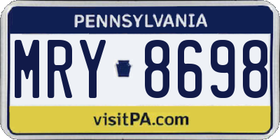 PA license plate MRY8698