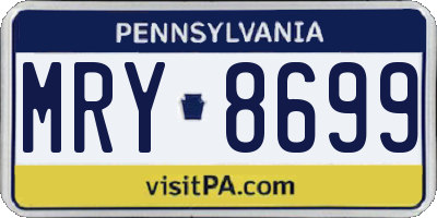 PA license plate MRY8699