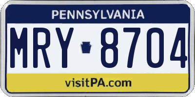 PA license plate MRY8704