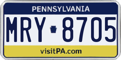 PA license plate MRY8705