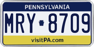 PA license plate MRY8709