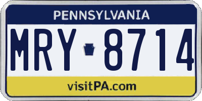 PA license plate MRY8714