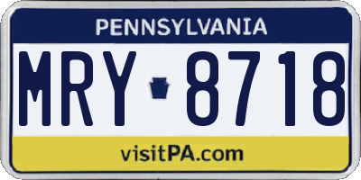 PA license plate MRY8718