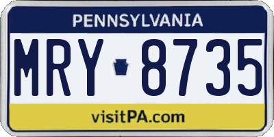 PA license plate MRY8735