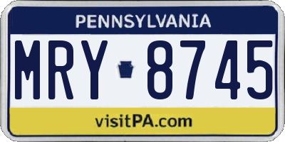 PA license plate MRY8745