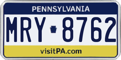 PA license plate MRY8762