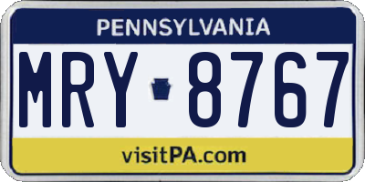 PA license plate MRY8767