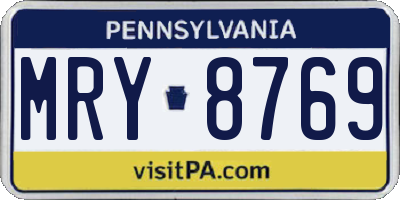 PA license plate MRY8769