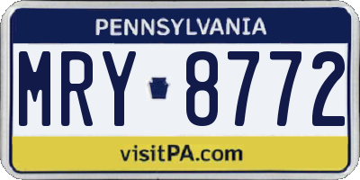 PA license plate MRY8772