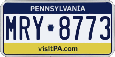 PA license plate MRY8773
