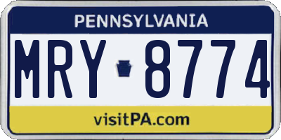 PA license plate MRY8774