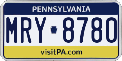 PA license plate MRY8780