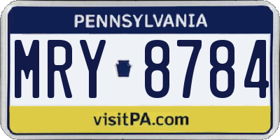 PA license plate MRY8784
