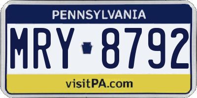 PA license plate MRY8792