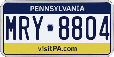 PA license plate MRY8804