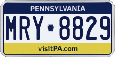 PA license plate MRY8829