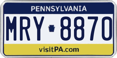 PA license plate MRY8870