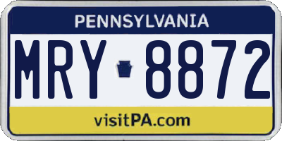 PA license plate MRY8872