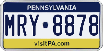 PA license plate MRY8878