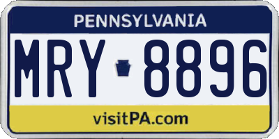 PA license plate MRY8896