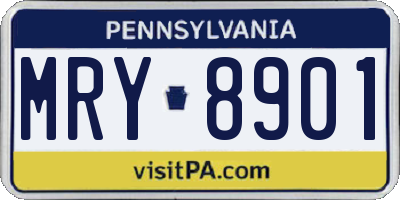 PA license plate MRY8901
