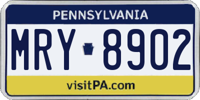 PA license plate MRY8902
