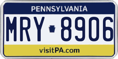 PA license plate MRY8906