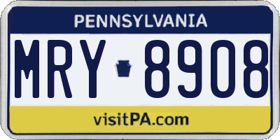 PA license plate MRY8908