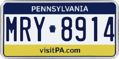 PA license plate MRY8914