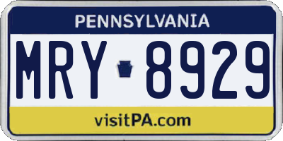 PA license plate MRY8929
